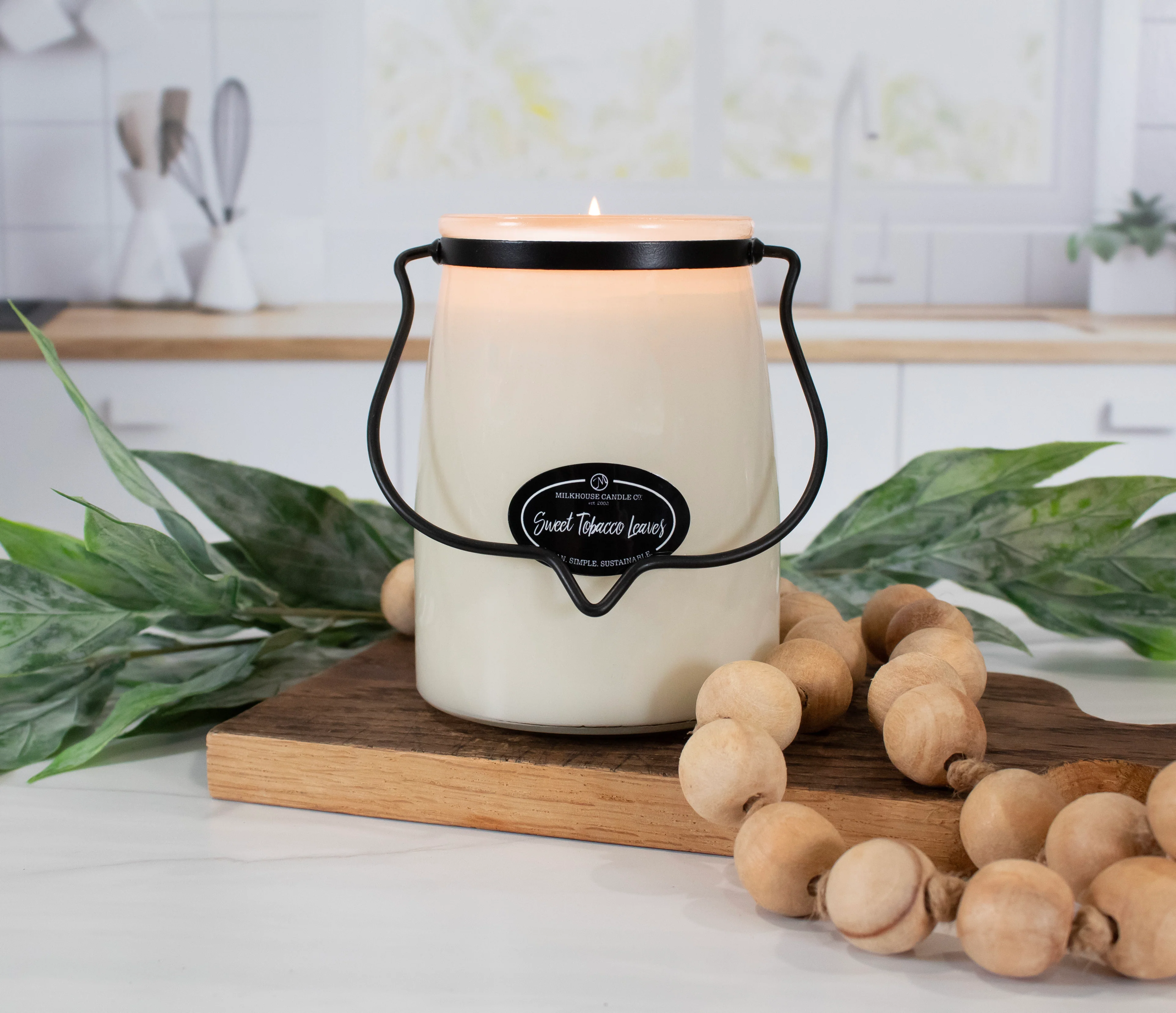 Sweet Tobacco Leaves Candle | 22 oz Butter Jar - Image 2
