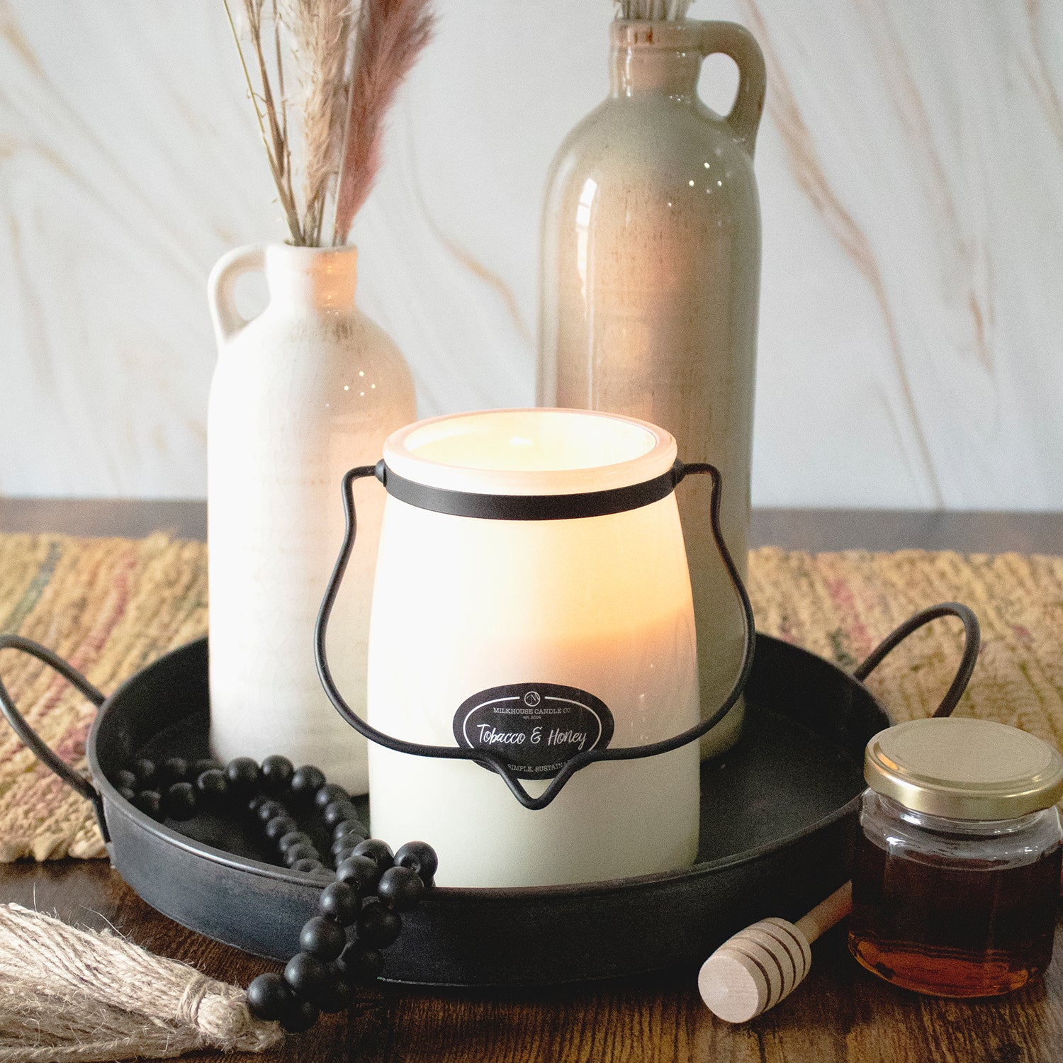 Tobacco & Honey Candle | 22 oz Butter Jar - Image 2
